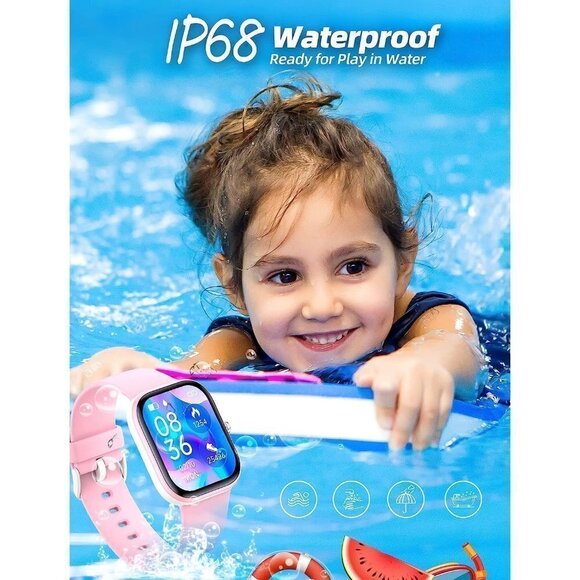 Kids  Smart Watch ip68 Waterproof Fitness Tracker Watch Gift For Teens- Pink - Picture 4 of 16